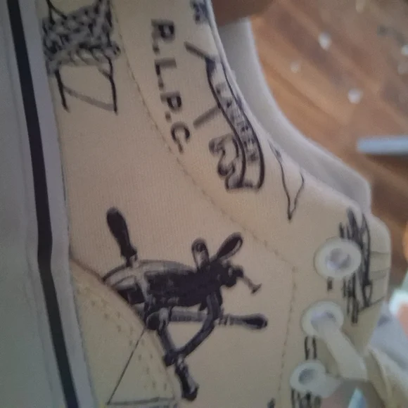 POLO RALPH LAUREN KEATON ON THE TACK PRINTED CANVAS SNEAKERS. NEW 9.5 - Picture 6 of 8